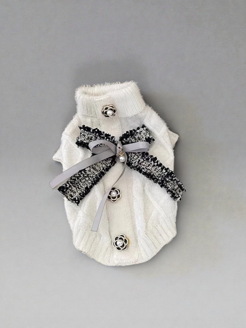 White Knit Dog Sweater