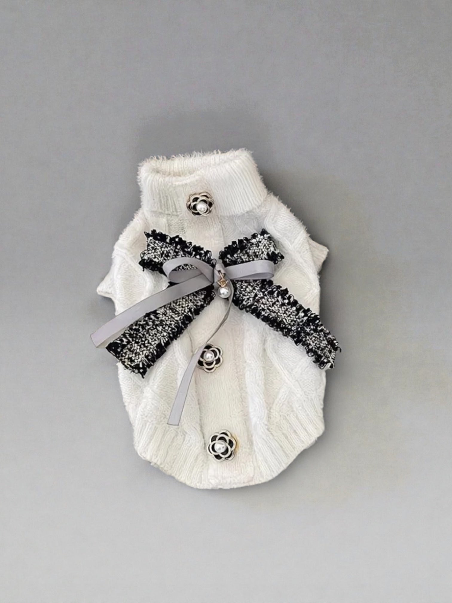 White Knit Dog Sweater