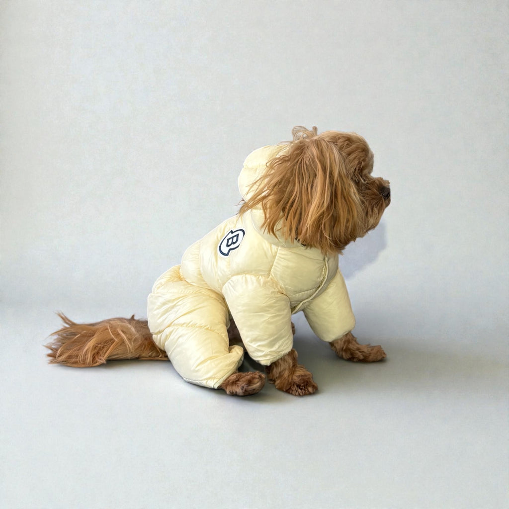 Waterproof Hooded Dog Winter Jumpsuit with Down Cotton Insulation