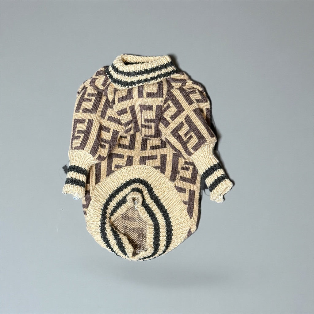 Monogram Knit Dog Sweater
