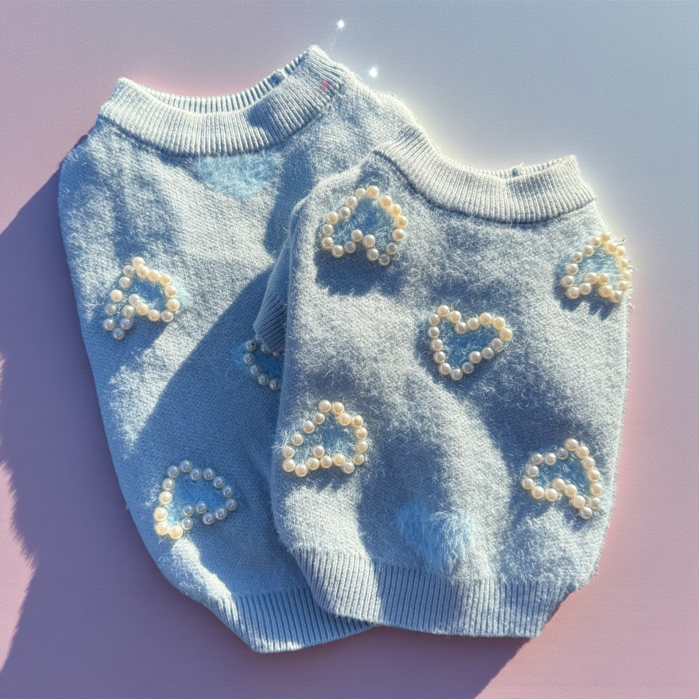 Pearl Blue Knit Dog Sweater